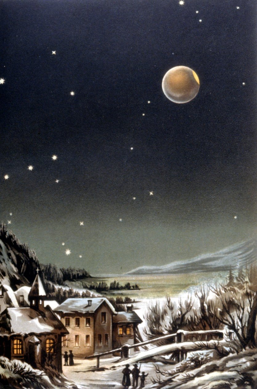 Total måneformørkelse. 1800-tals illustration af Unknown artist
