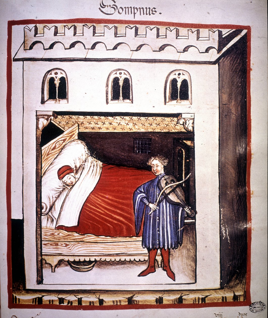 Afhandling om medicin "" Tacuinum sanitatis"" fra det 14. århundrede: søvn. af Unknown artist