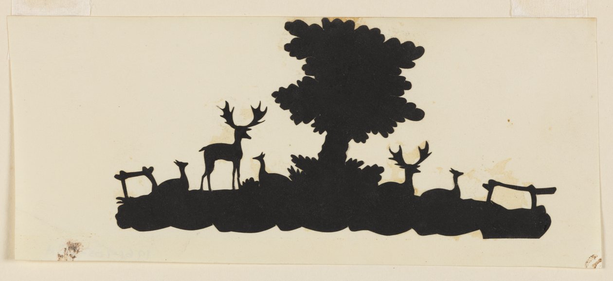 Træ med hjorte og rogn af Unknown artist