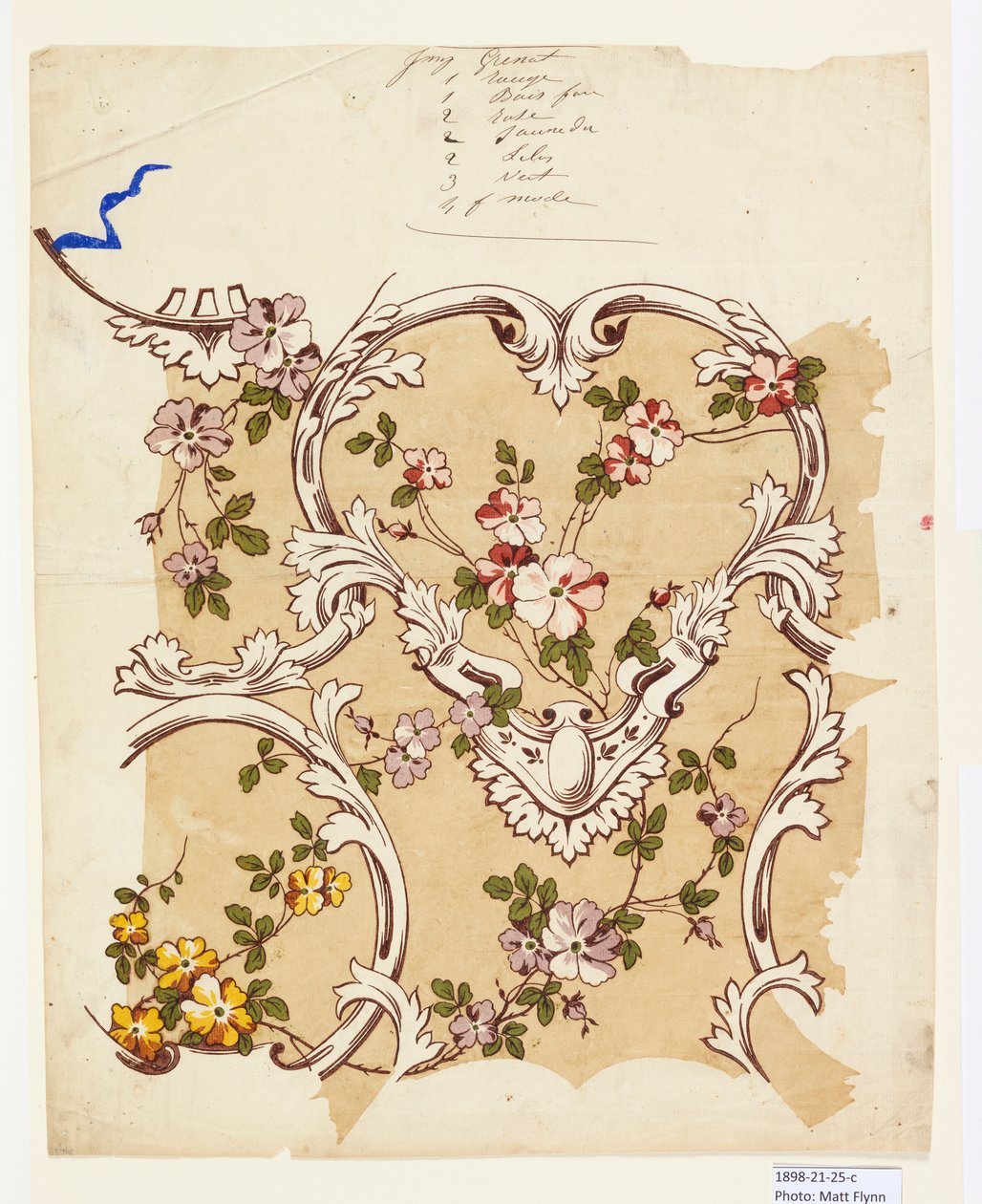 Prøvebevis for en blomstret Chintz af Unknown artist