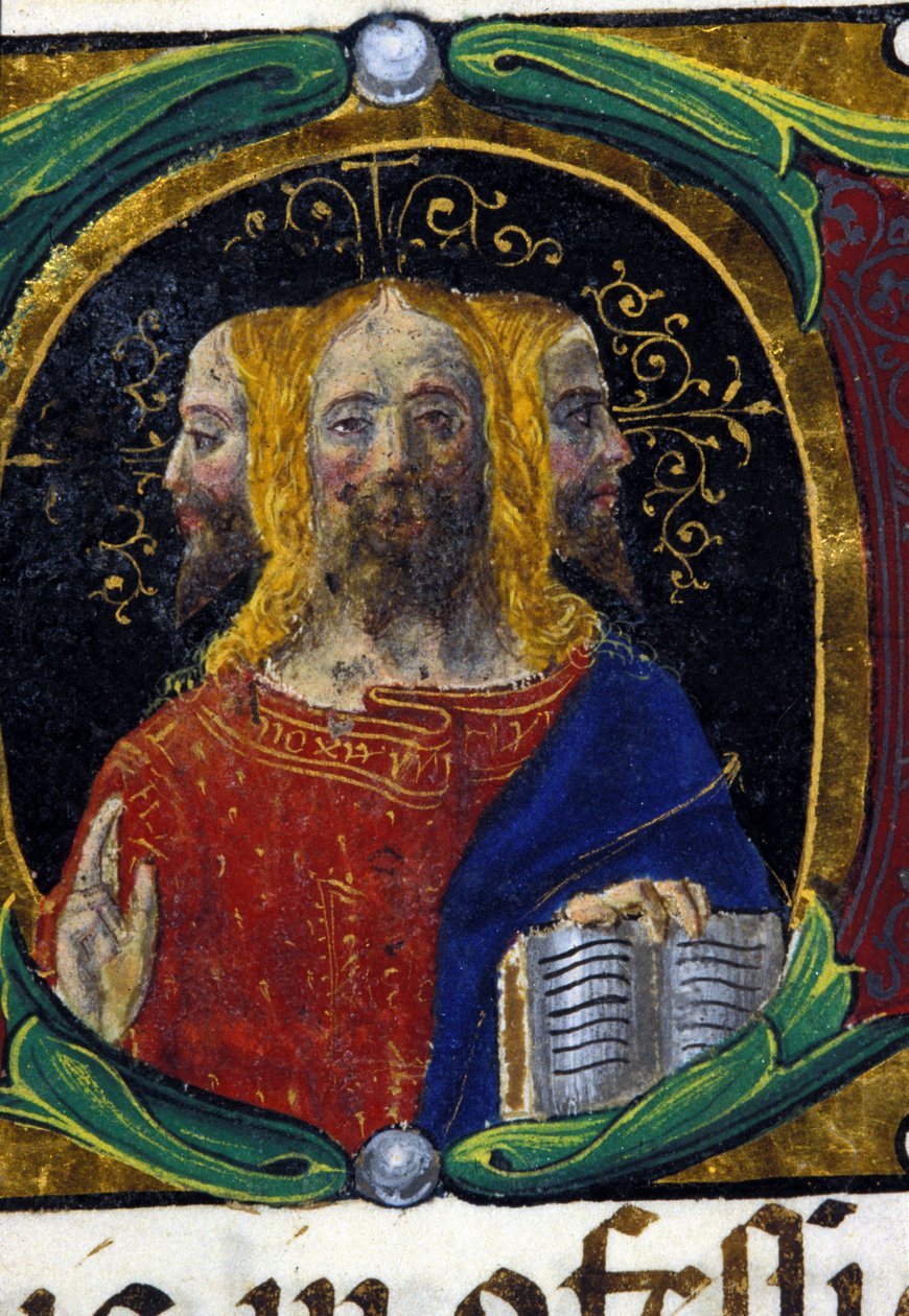 Treenighed med tre ansigter (3 hoveder). Codex Carmosano af Unknown artist
