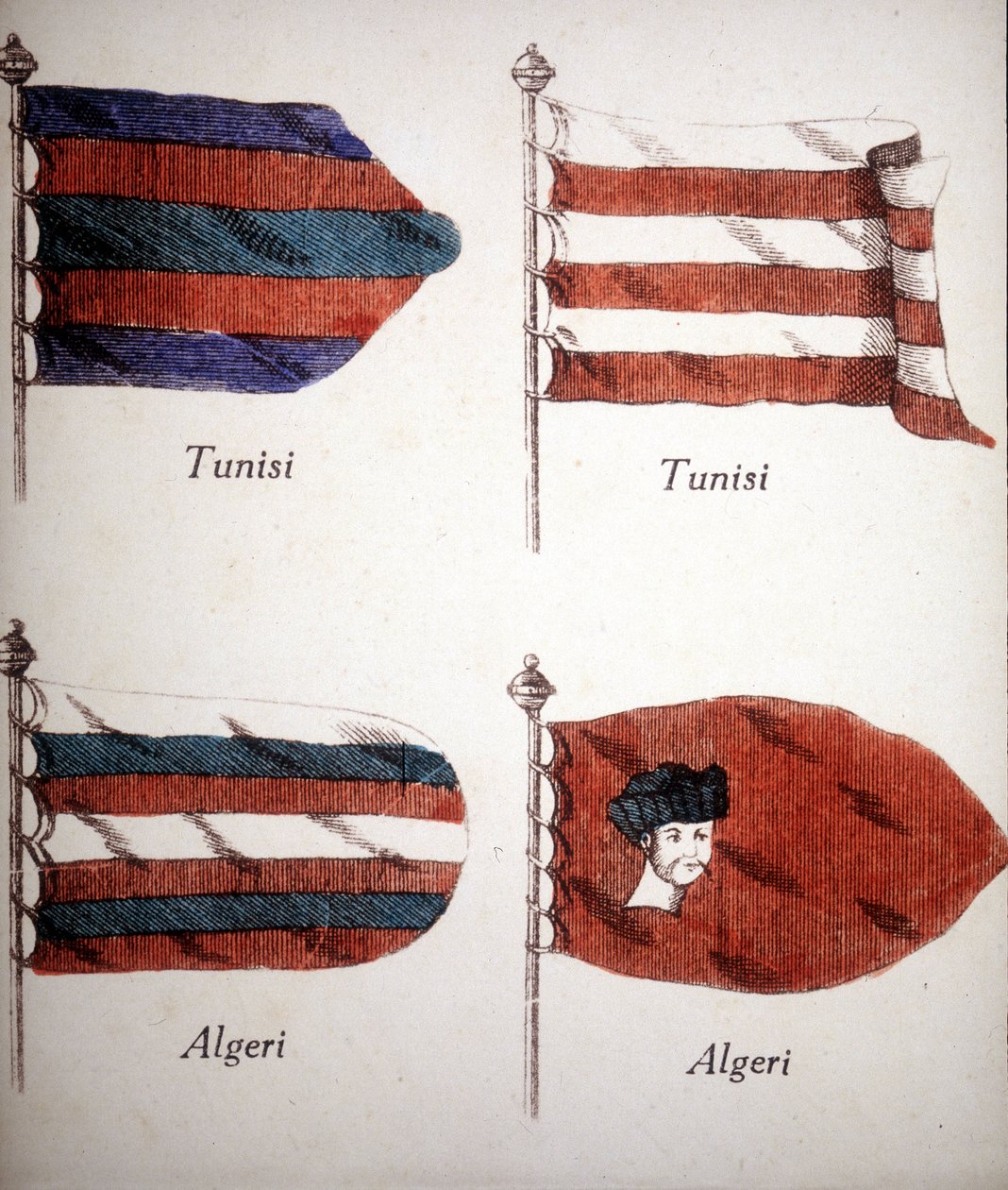 Tunesiske og algeriske flag stammer fra slutningen af det 18. århundrede. af Unknown artist
