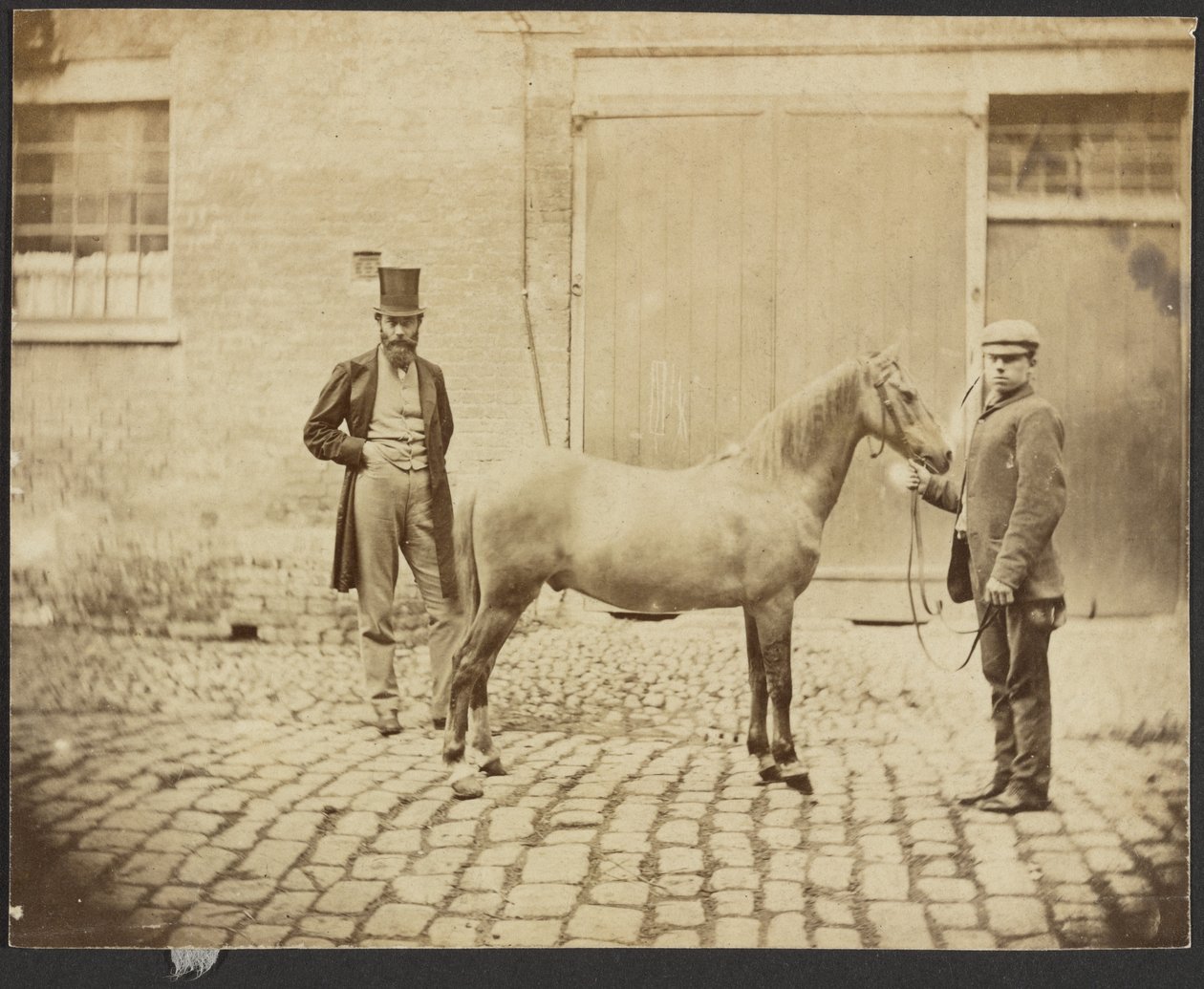 [To mænd og en hest] af Unknown artist