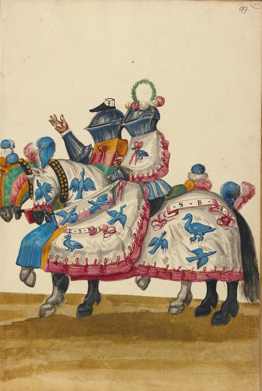 To mænd i rustning til en turneringskonkurrence af Unknown artist