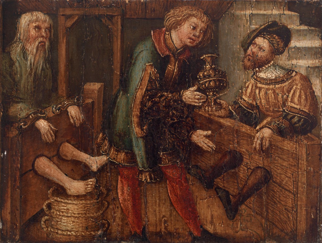 To Mænd i Aktier og en tredje Figur af Unknown artist