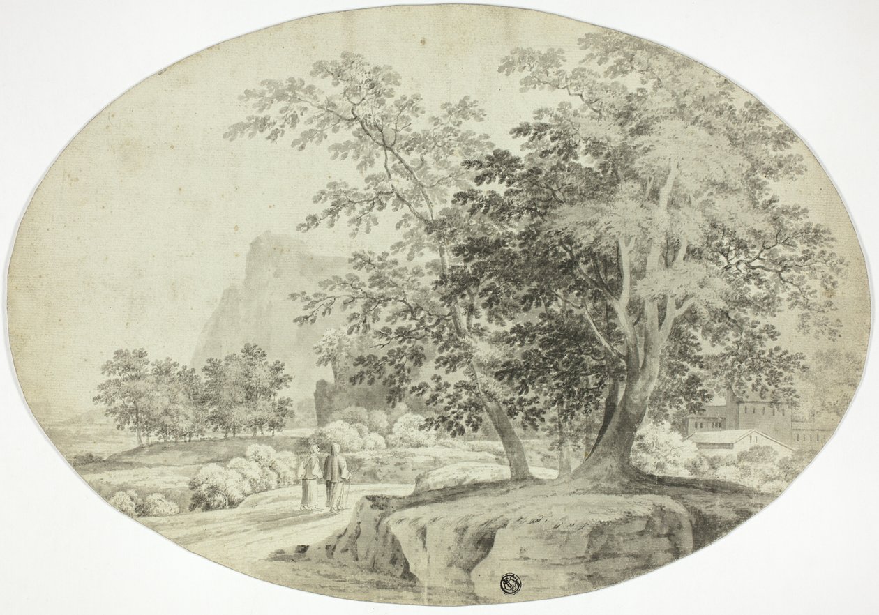 To pilgrimme på en skovvej af Unknown artist