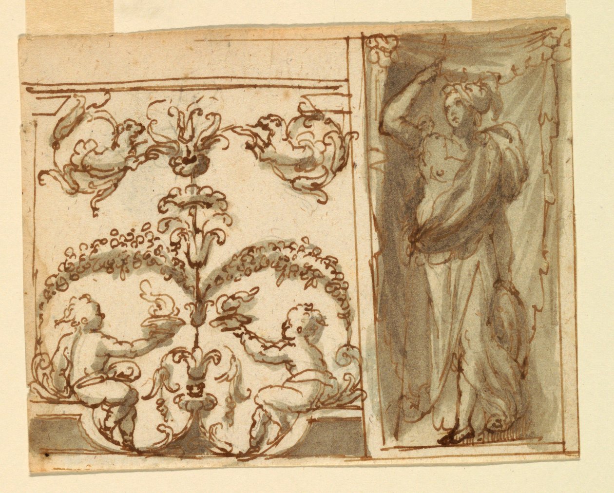 To projekter til malede dekorationer af paneler af Unknown artist