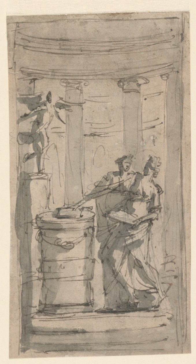 To Vestaler ved et Alter af Unknown artist