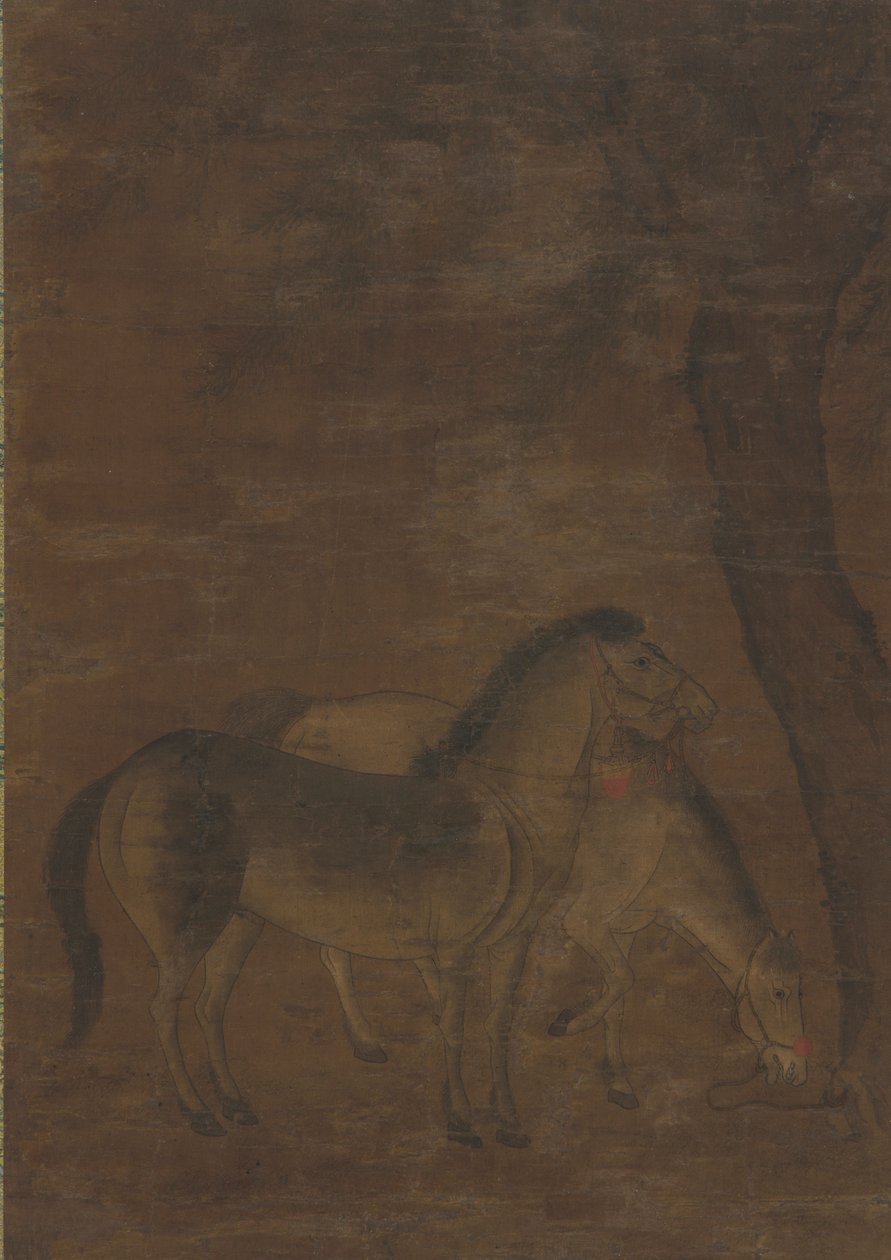 To heste under et træ af Unknown artist