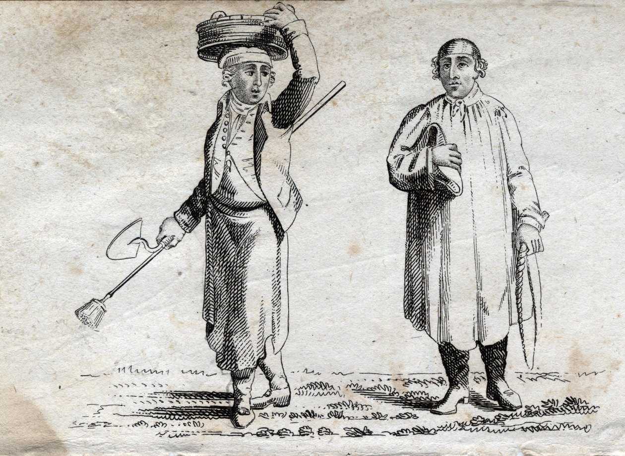 To bønder, gravering fra slutningen af 1700-tallet, privat samling. af Unknown artist