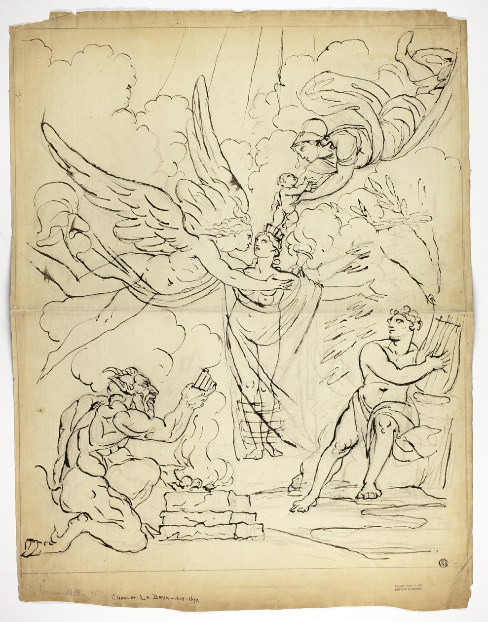 Uidentificeret mytologisk fødselsscene (recto); Amor og Psyche (verso) af Unknown artist