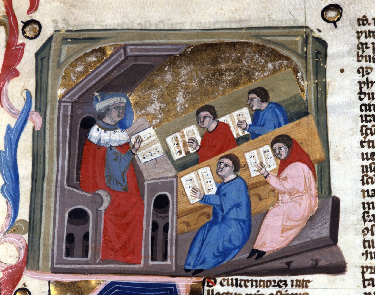 Universitet. 14. århundredes manuskript. biblioteca Nazionale Braidense. Milano af Unknown artist