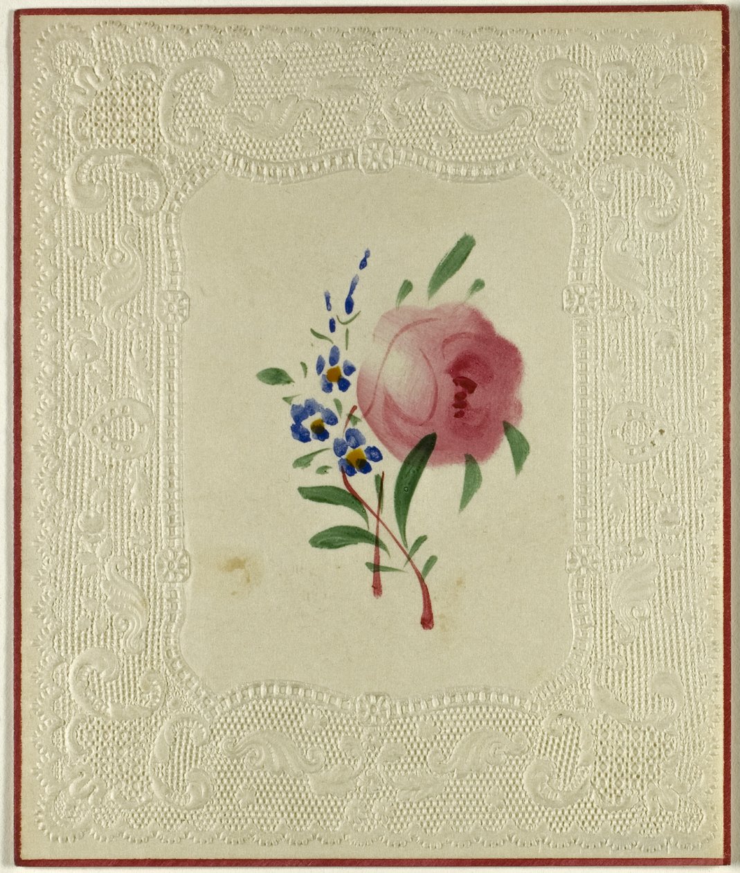 Valentin uden titel (store lyserøde og små blå blomster) af Unknown artist