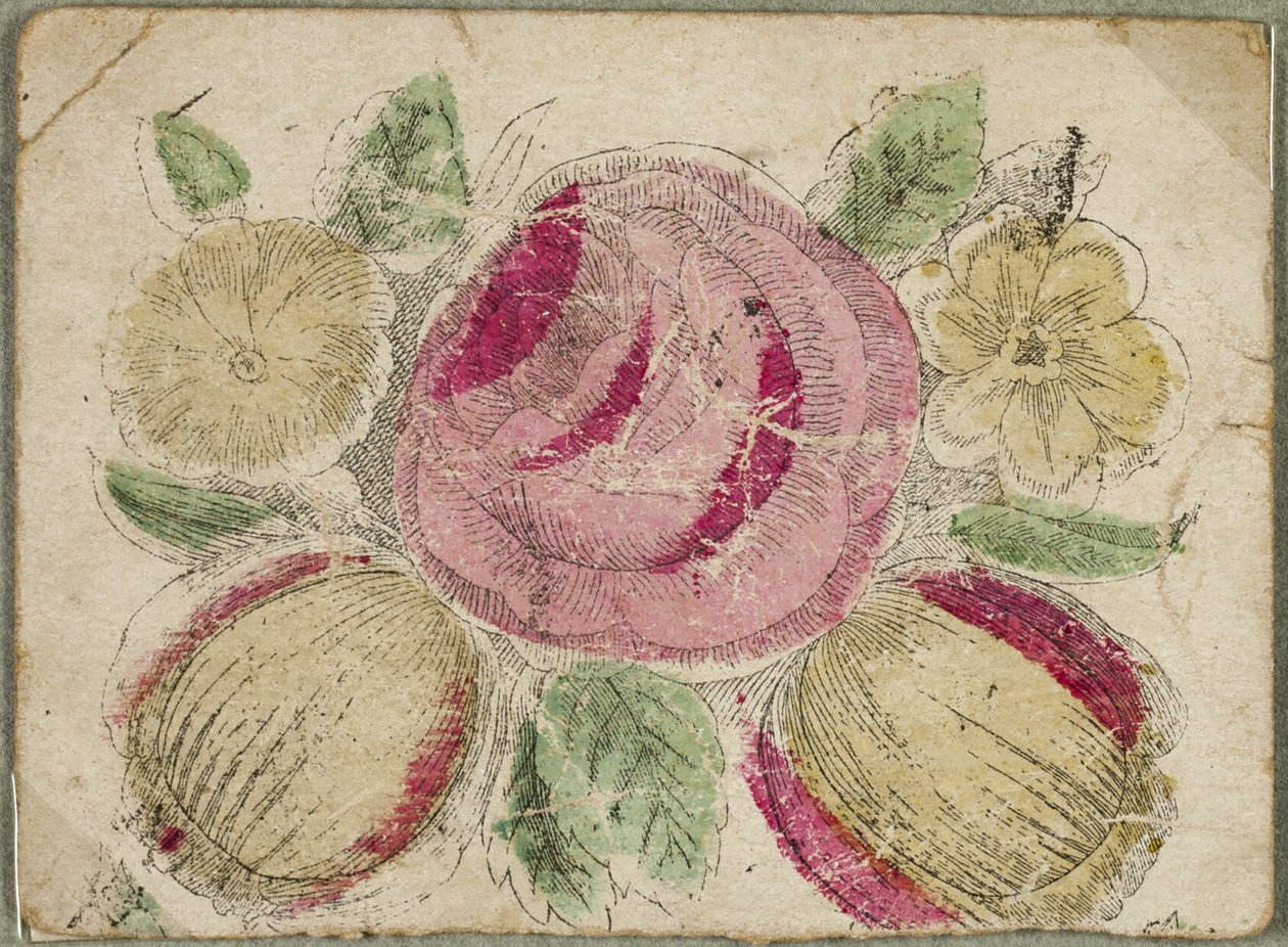 Valentin uden titel (lyserøde og gule blomster) af Unknown artist