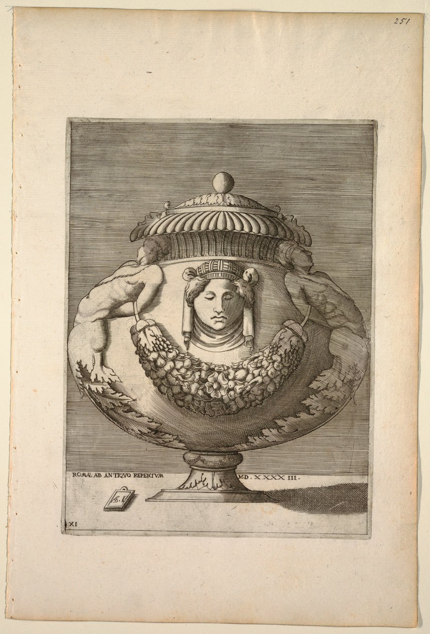 Vase dekoreret med figurer, Rinceaux og festoner, 1543 af Unknown artist