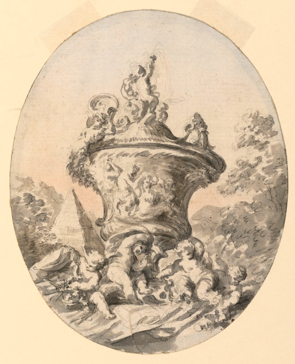 Vase i Landskab af Unknown artist