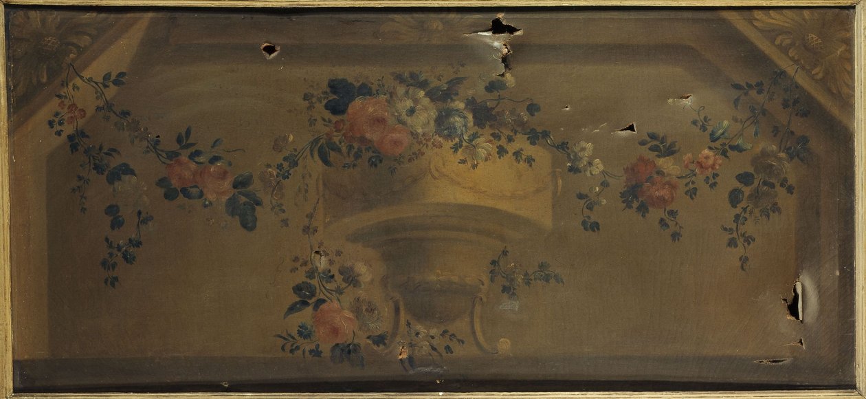 Vase med blomster i en niche. Mellem 1769 og 1789 (olie på lærred) af Unknown artist
