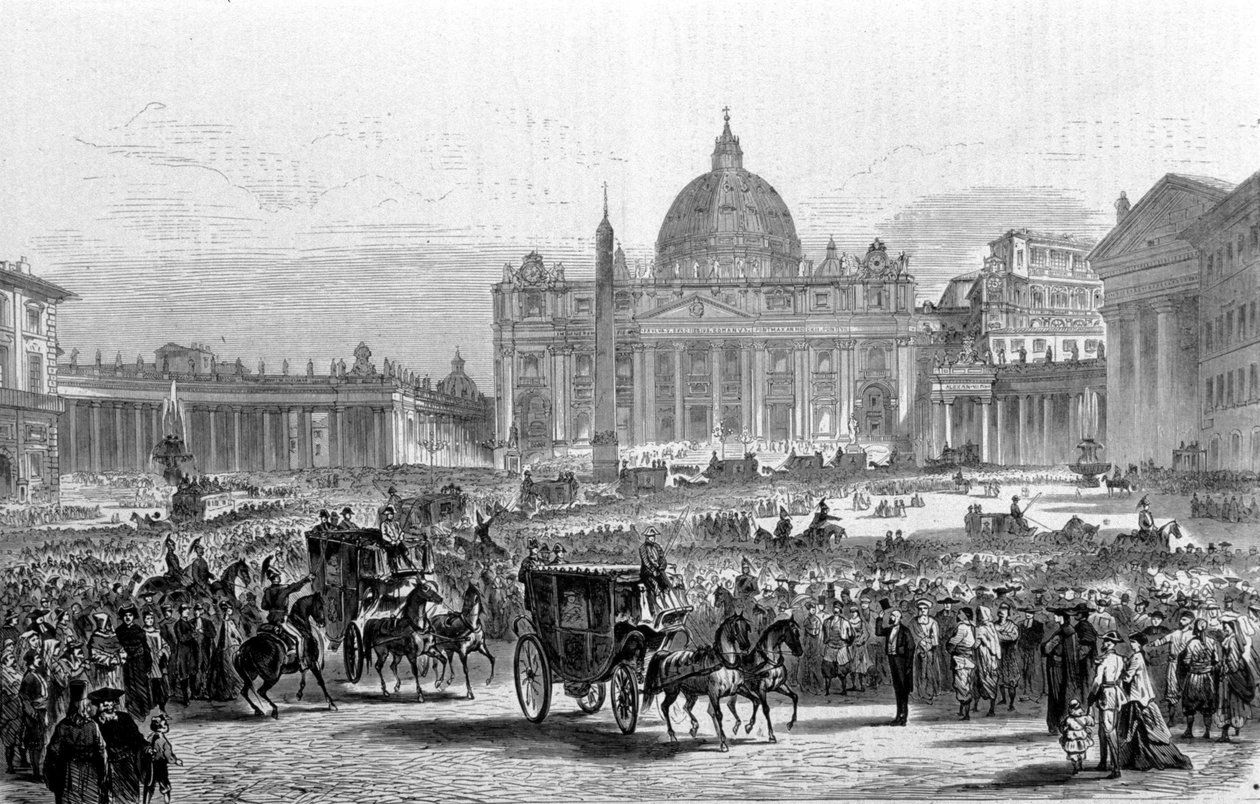 Vatikankoncilet I. Rom, Peterspladsen på en dag med koncilets generalforsamling. 1870 af Unknown artist