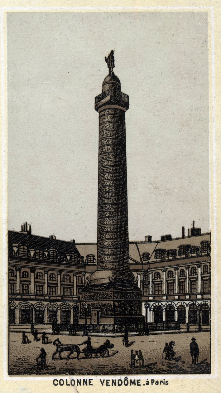 Vendome-søjlen på Place du samme navn i Paris. Kromolitografi fra slutningen af det 19. århundrede. af Unknown artist