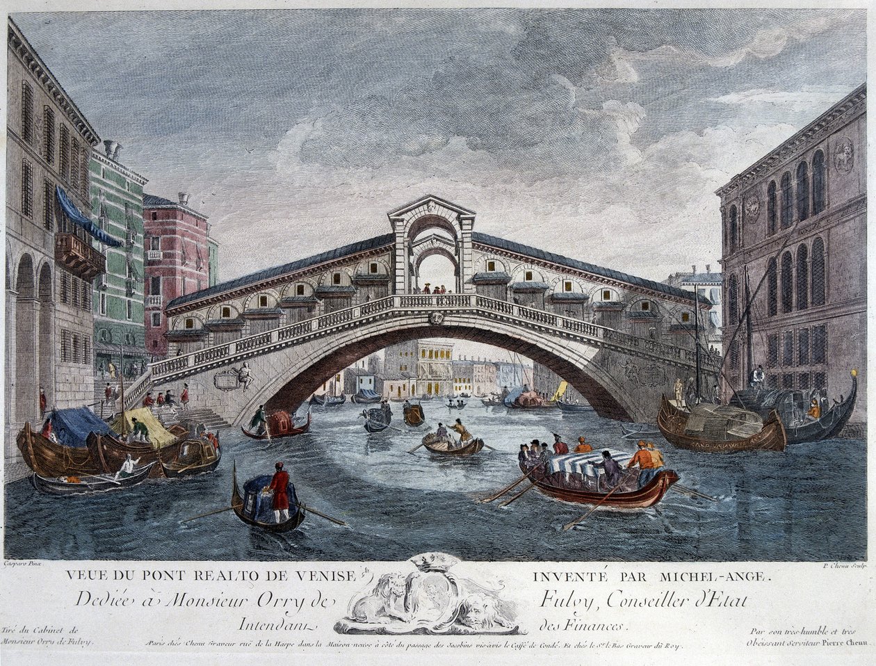 Venedig, udsigt over Rialtobroen - Optik af Unknown artist