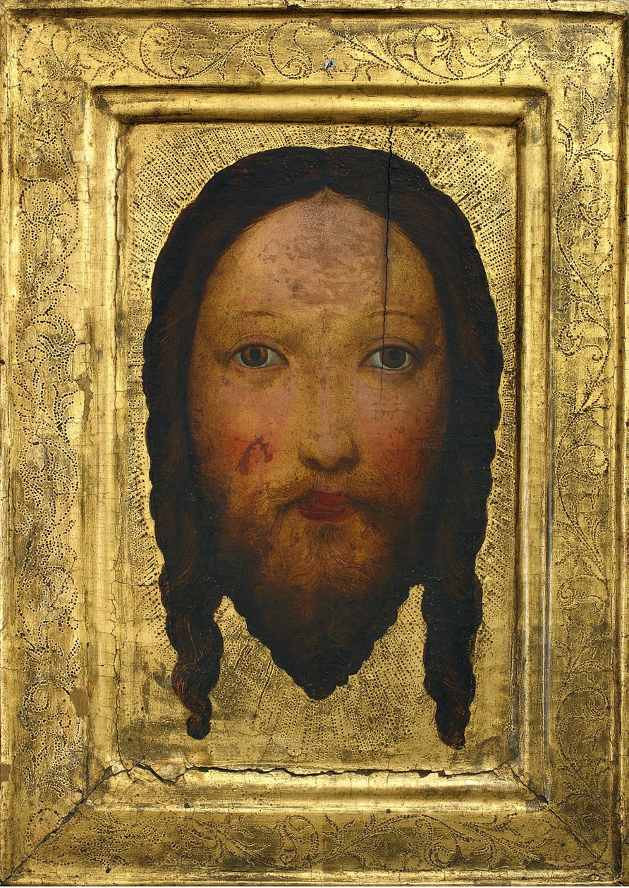 Vera-ikon (eller Kristi hoved) - Anonym. Tempera på panel, størrelse: 44,7x32,2, ca 1400, Muzeum Narodowe, Warszawa af Unknown artist