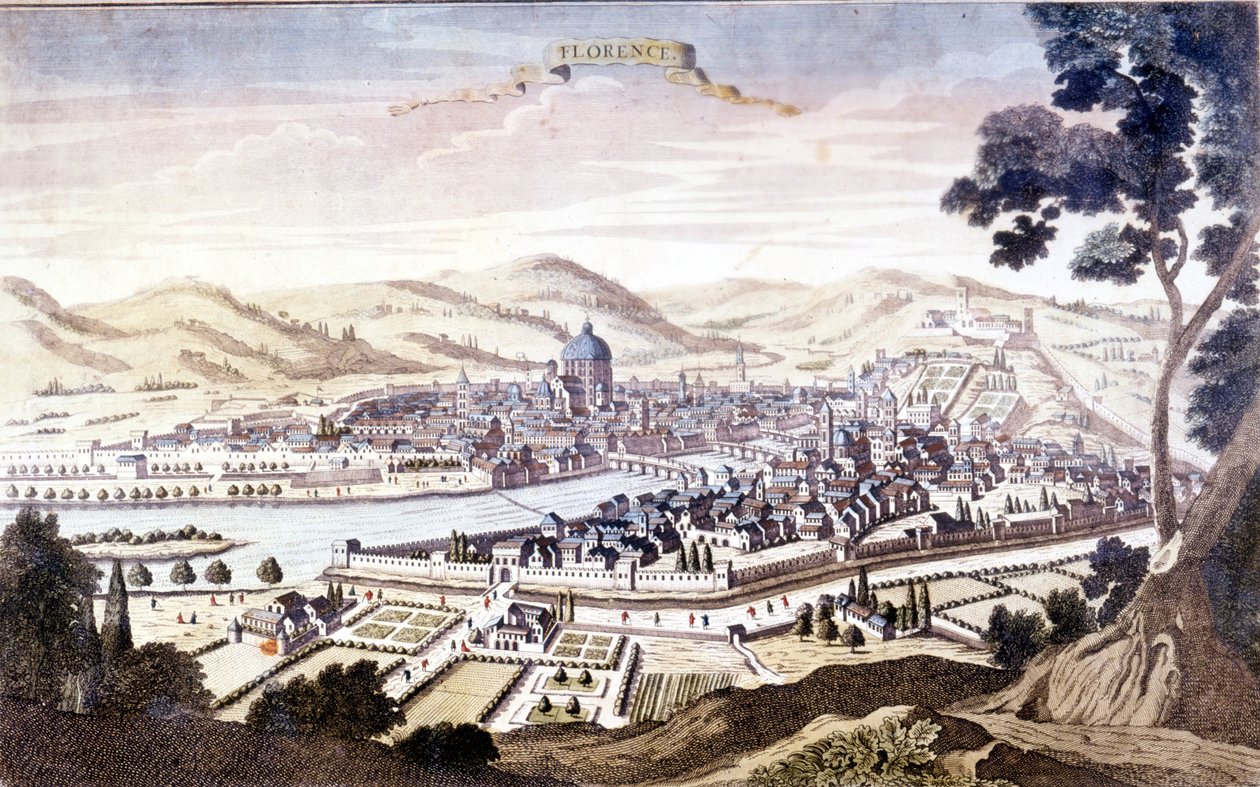 Udsigt over Firenze i det 18. århundrede. af Unknown artist