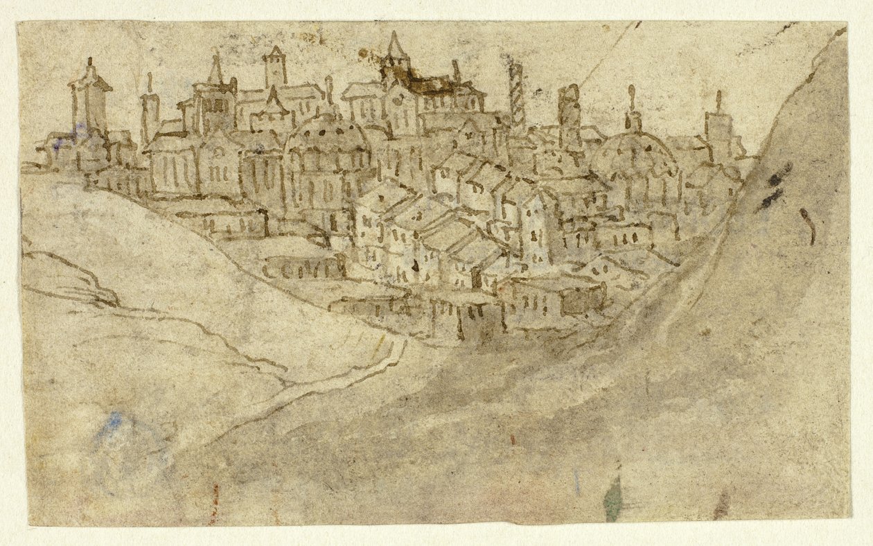 Udsigt over Hill Town af Unknown artist