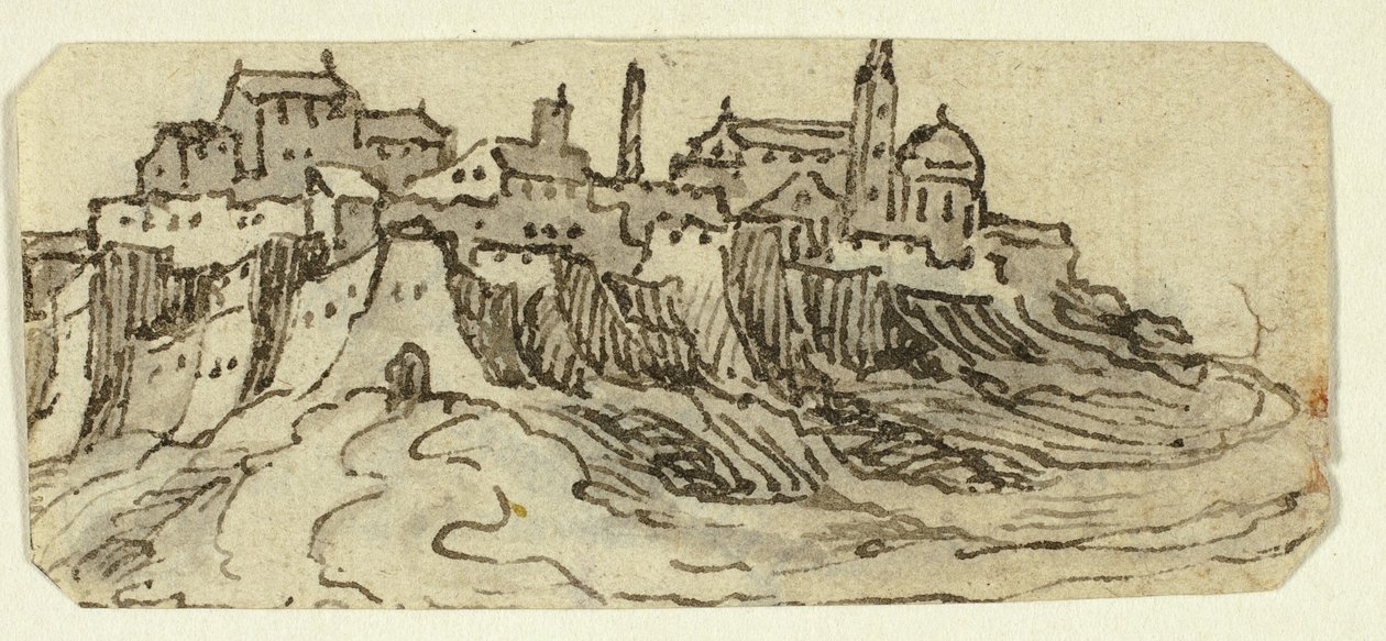 Udsigt over Hill Town med katedralen af Unknown artist