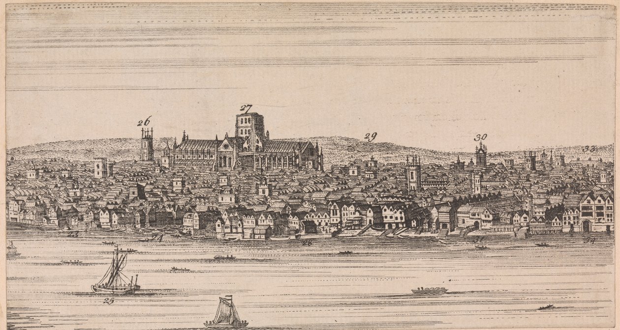 Udsigt over Old St. Pauls over floden af Unknown artist