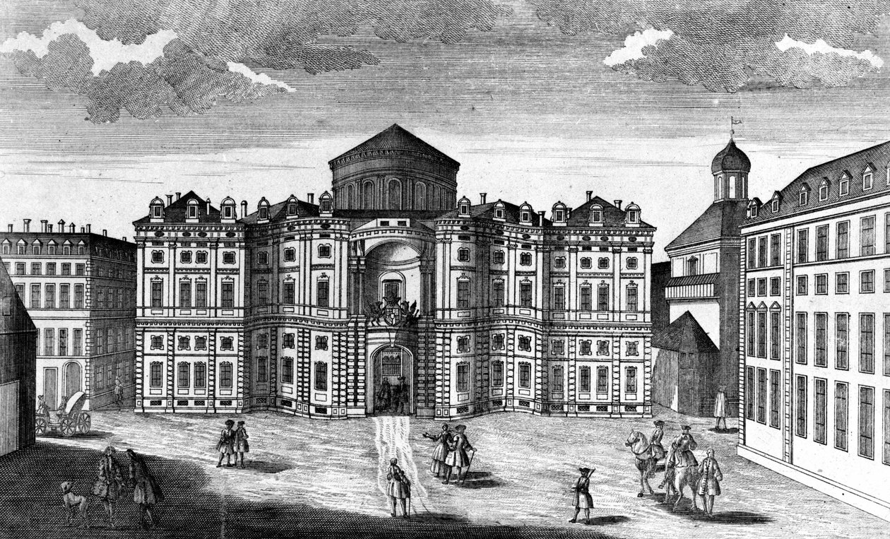 Udsigt over Palazzo Carignano (Palazzo Carignan) i Torino af Unknown artist