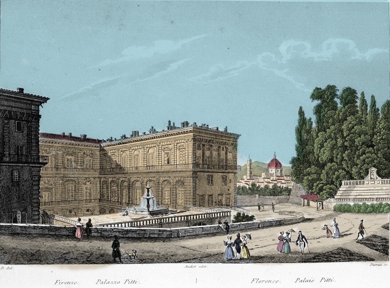 Udsigt over Pitti Palace i Firenze. 19. århundrede af Unknown artist