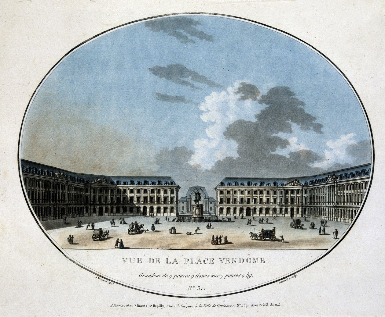 Udsigt over Place Vendôme - gravering af Unknown artist