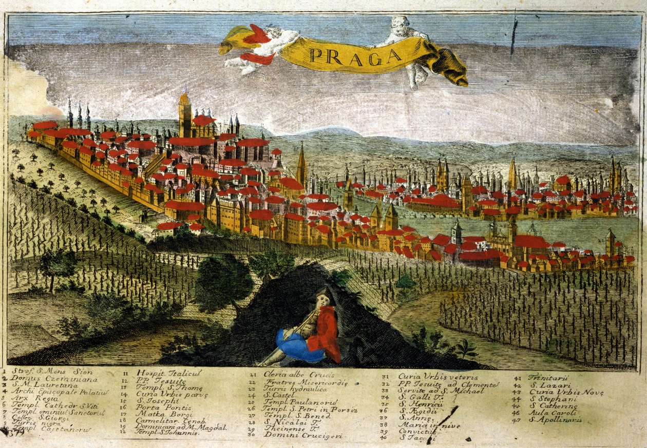 Udsigt over Prag i det 18. århundrede. af Unknown artist