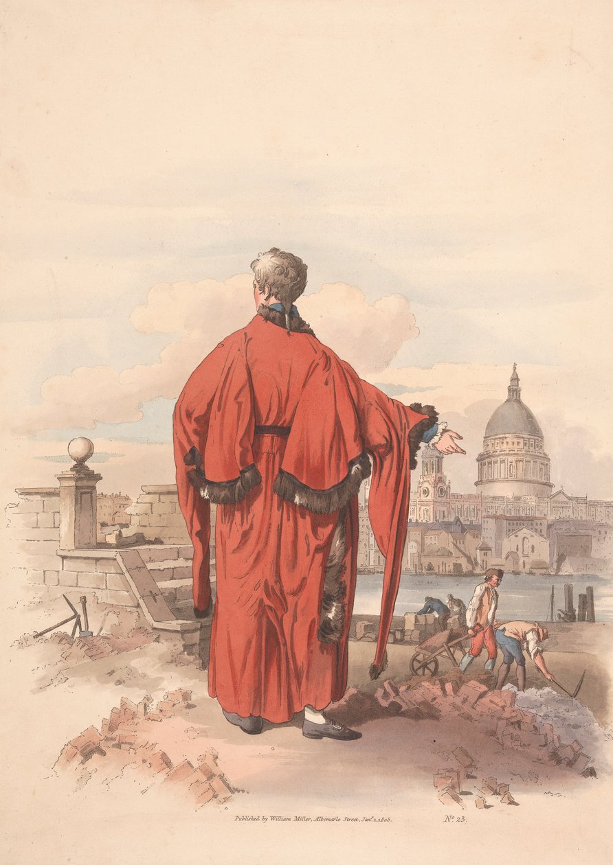 Udsigt over St. Pauls på den anden side af floden med Gowned Figur i forgrunden af Unknown artist