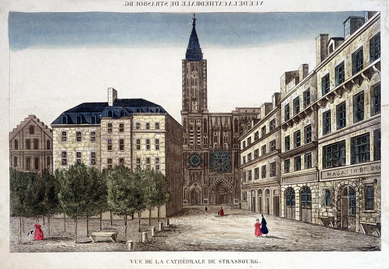Udsigt over Strasbourg-katedralen i det 18. århundrede. af Unknown artist