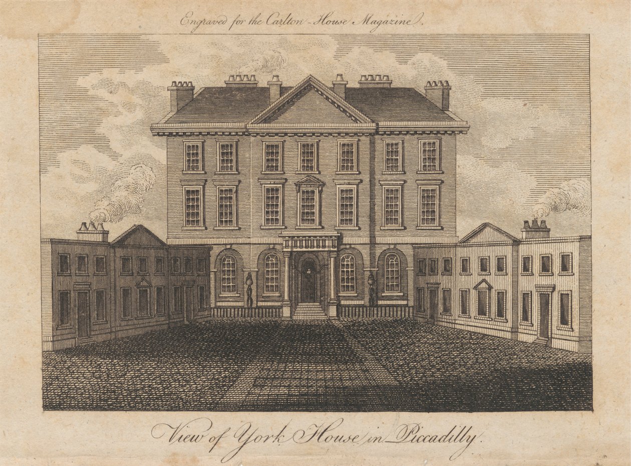 Udsigt over York House i Piccadilly af Unknown artist