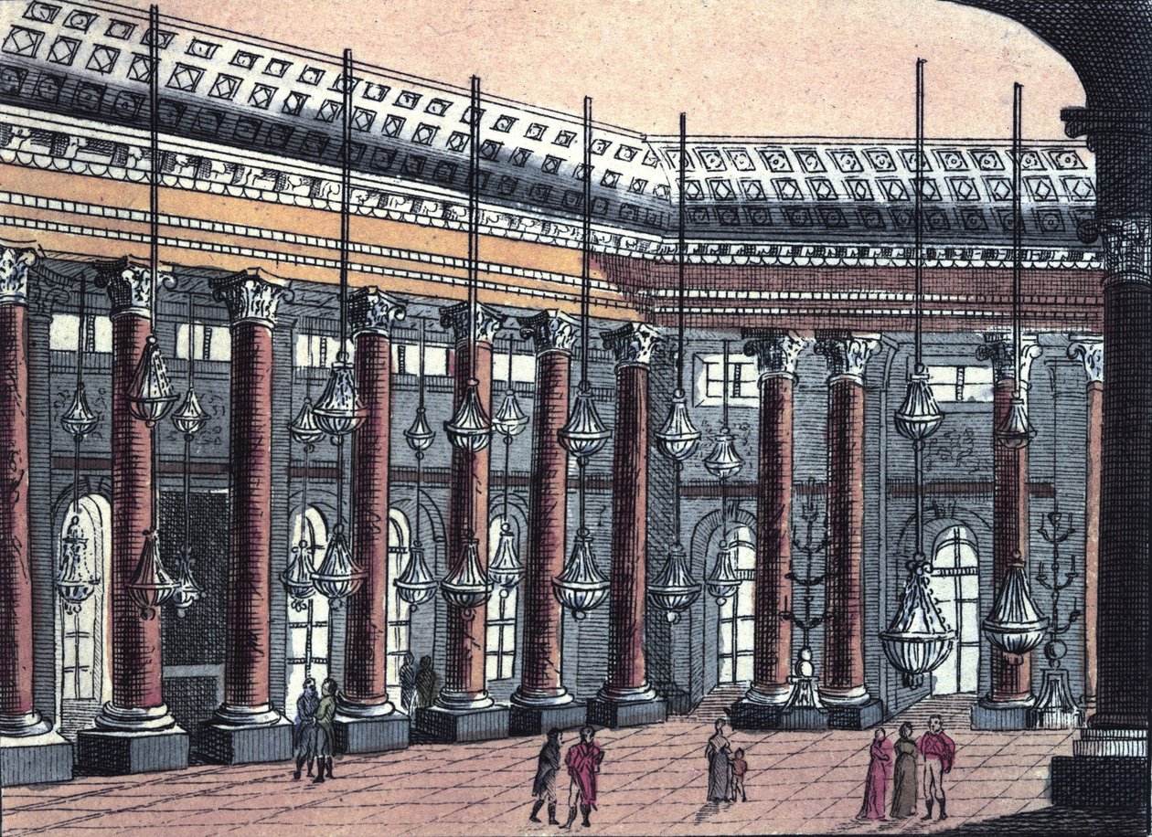 Udsigt over en ceremoniel sal af Schönbrunn Slot, tidligere residens for den østrigske kejserfamilie, gravering fra 1820 af Unknown artist