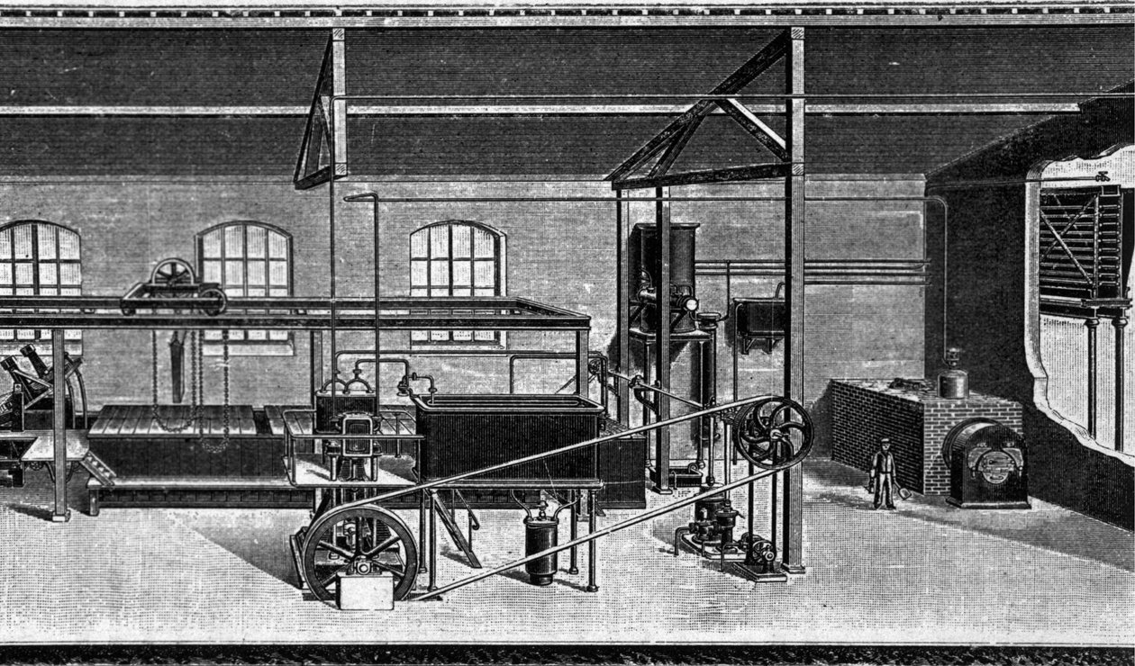 Udsigt over en isfabrik i 1860. (Toldinstallation) af Unknown artist