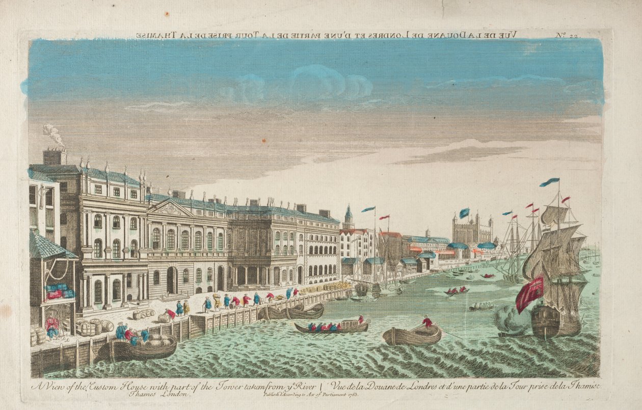Udsigt over Custom House og Douana i London af Unknown artist
