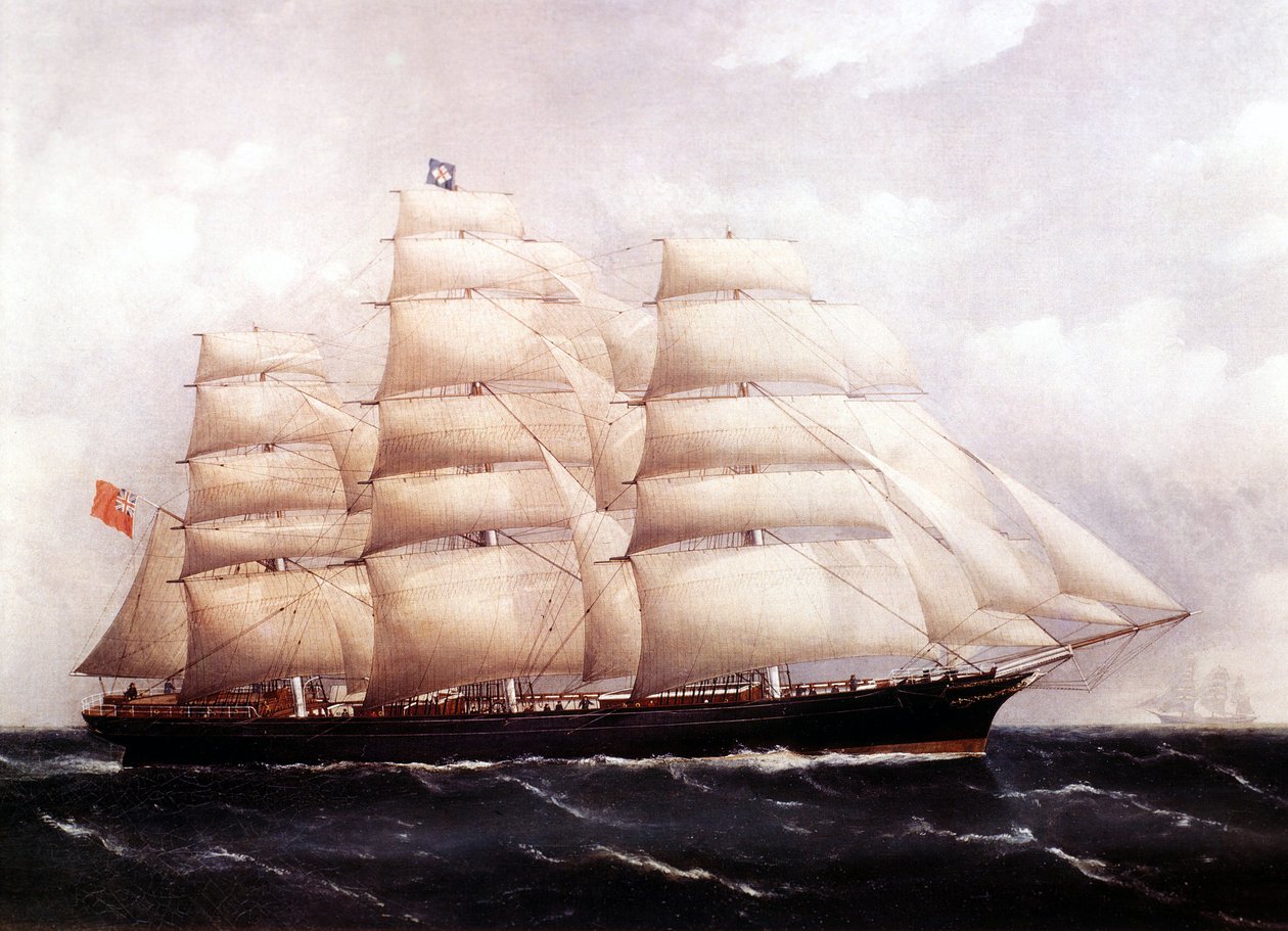 Udsigt til Cutty Sark, det britiske skibsmaleri i det 19. århundrede af Unknown artist