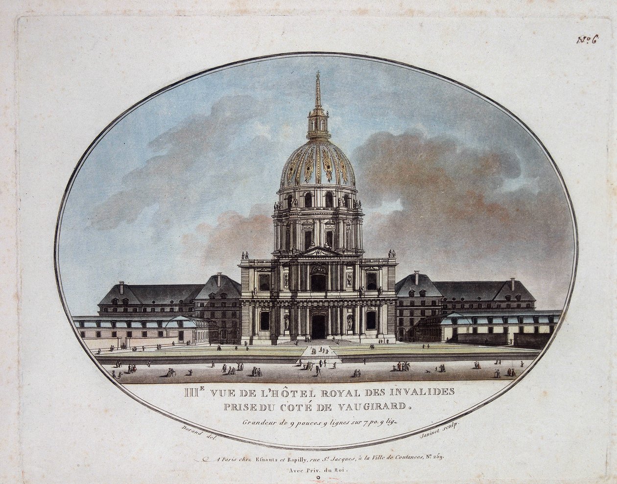 Udsigt over Hotel Royal des Invalides - gravering af Unknown artist
