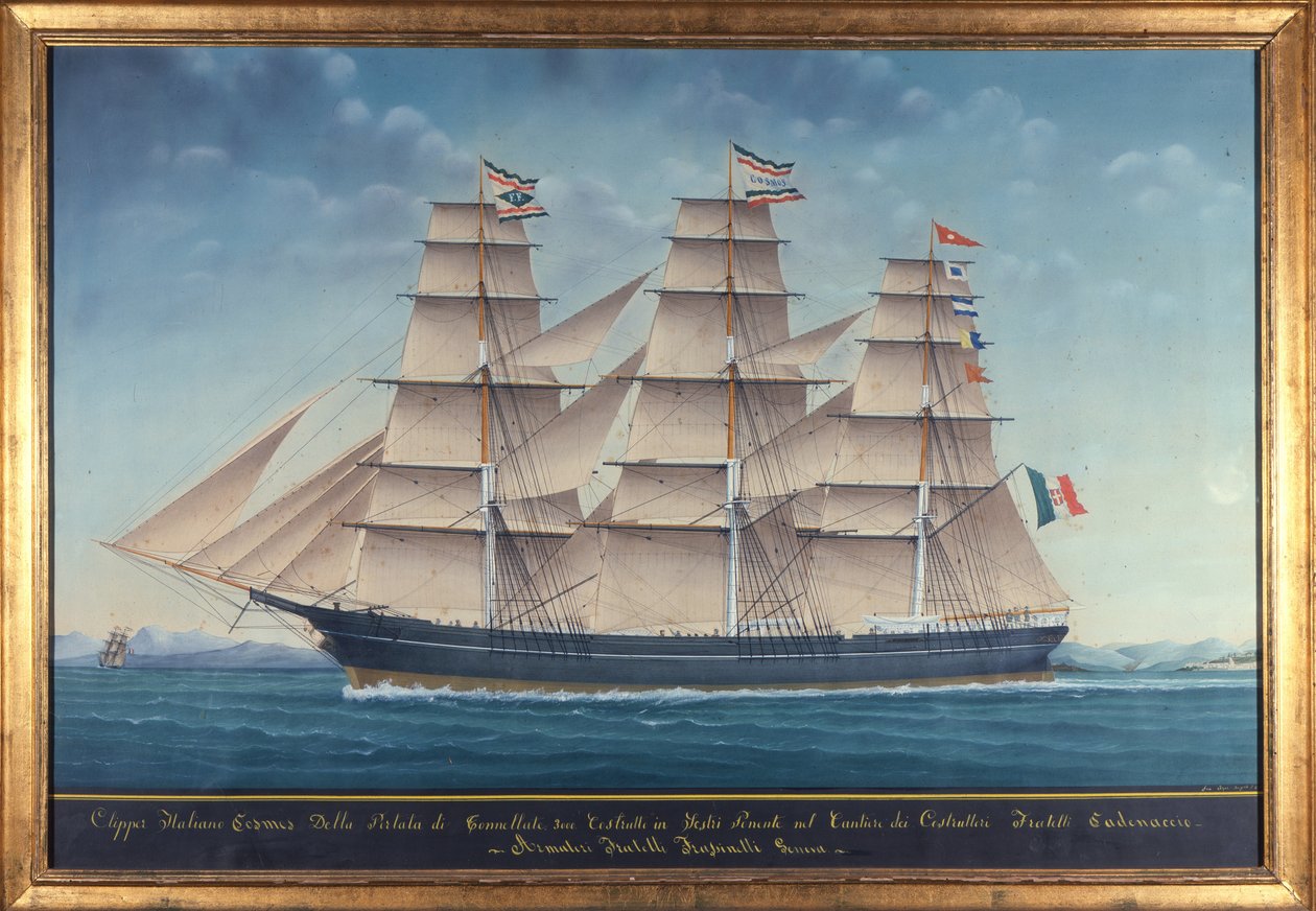 Udsigt over den italienske klipper Cosmos. 1800-tals maleri af Unknown artist