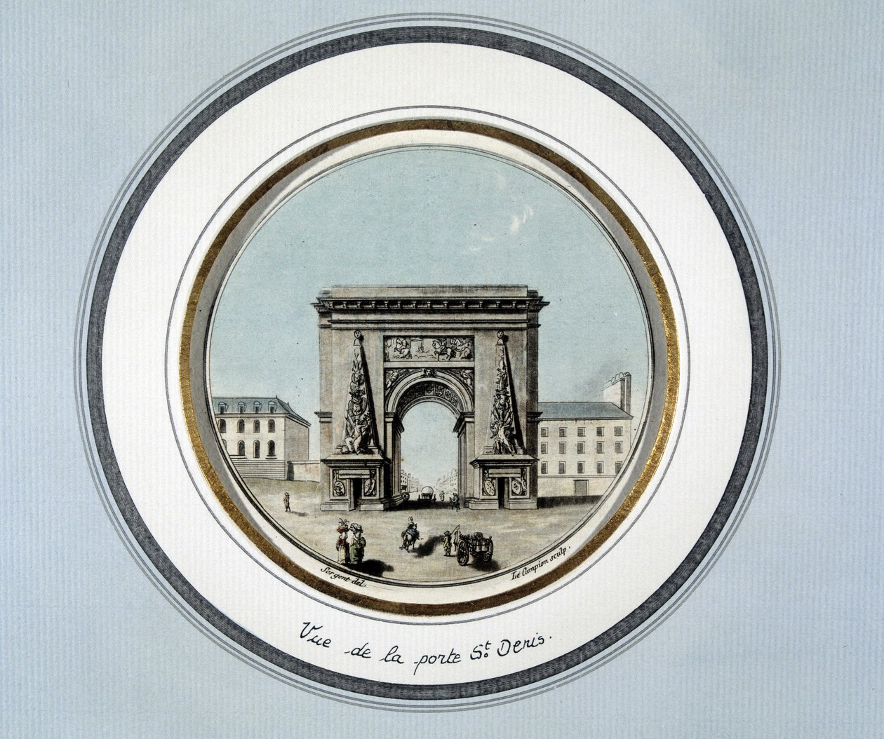 Udsigt over St. Denis-døren - gravering af Unknown artist