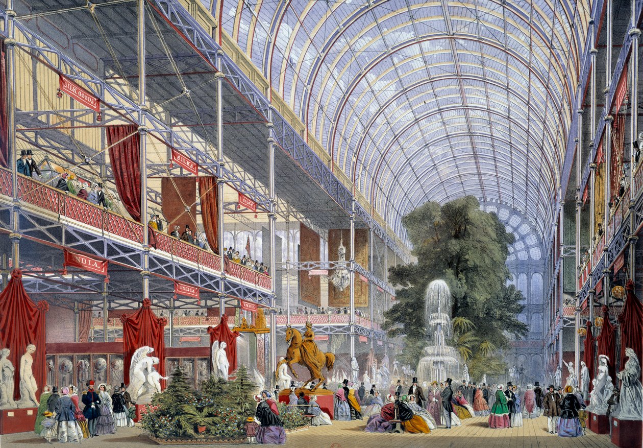 Udsigt over verdensudstillingen på Crystal Palace, bygget af Joseph Paxton til lejligheden, i 1851 i London af Unknown artist