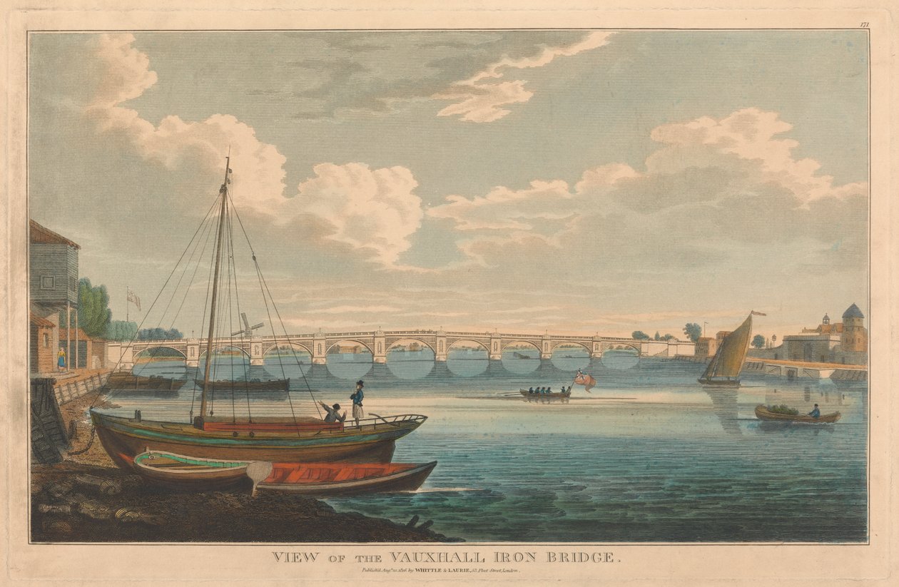 Udsigt over Vauxhall Iron Bridge af Unknown artist