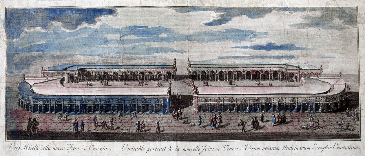 Udsigt over messen i Venedig, Italien. Stik fra 1700-tallet. af Unknown artist