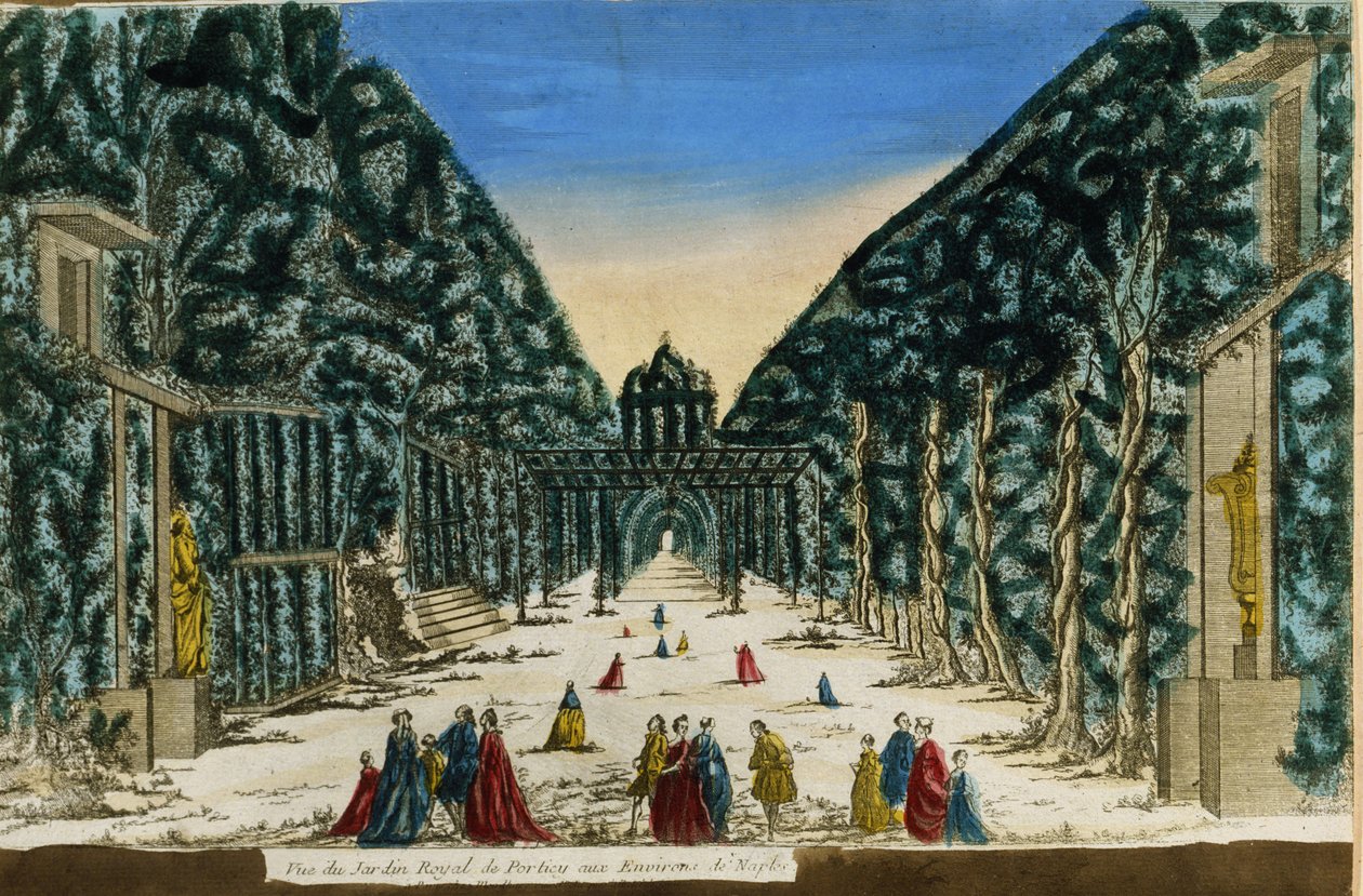 Udsigt over den kongelige have Portici nær Napoli i 1760. af Unknown artist
