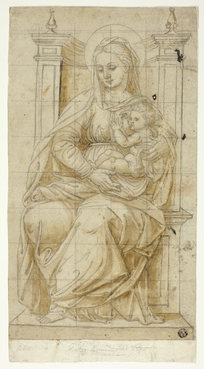 Jomfruen ammer Jesusbarnet af Unknown artist