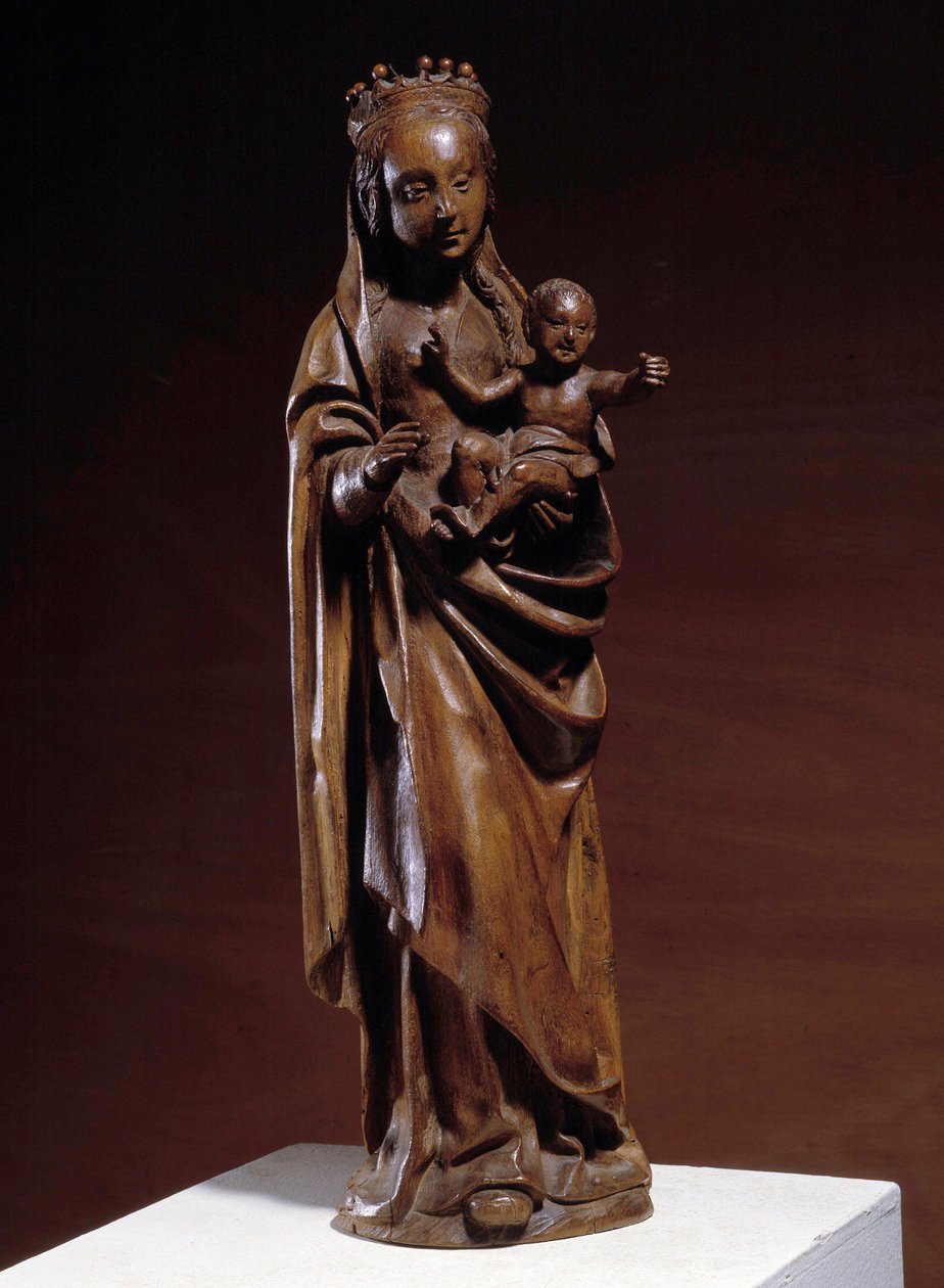 Jomfru og barn Træskulptur fra det 14. århundrede. Fremstillet i det nordlige Frankrig. Musee Vivenel, Compiegne af Unknown artist