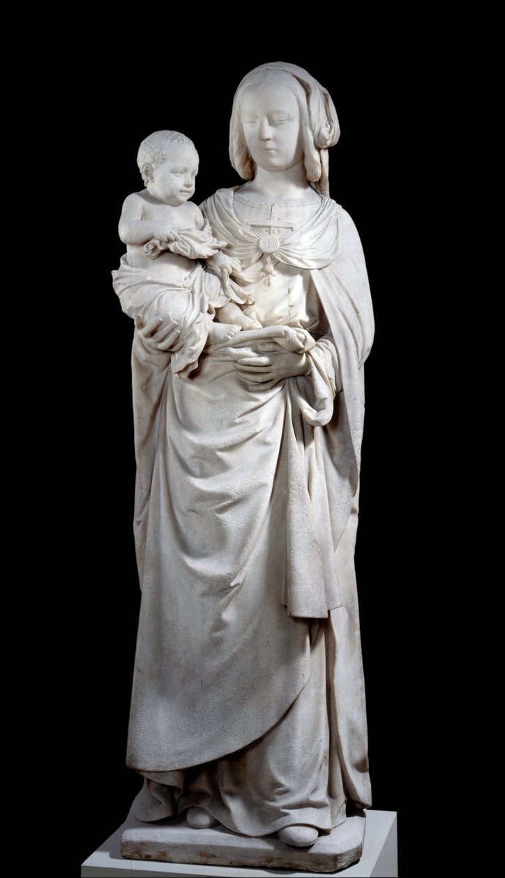 Jomfru og Barn kaldet Jomfruen af Olivet Skulptur i albatre. Fra Chateau de Couasnon (Olivet). 1510-1520. Paris, Louvre-museet. af Unknown artist
